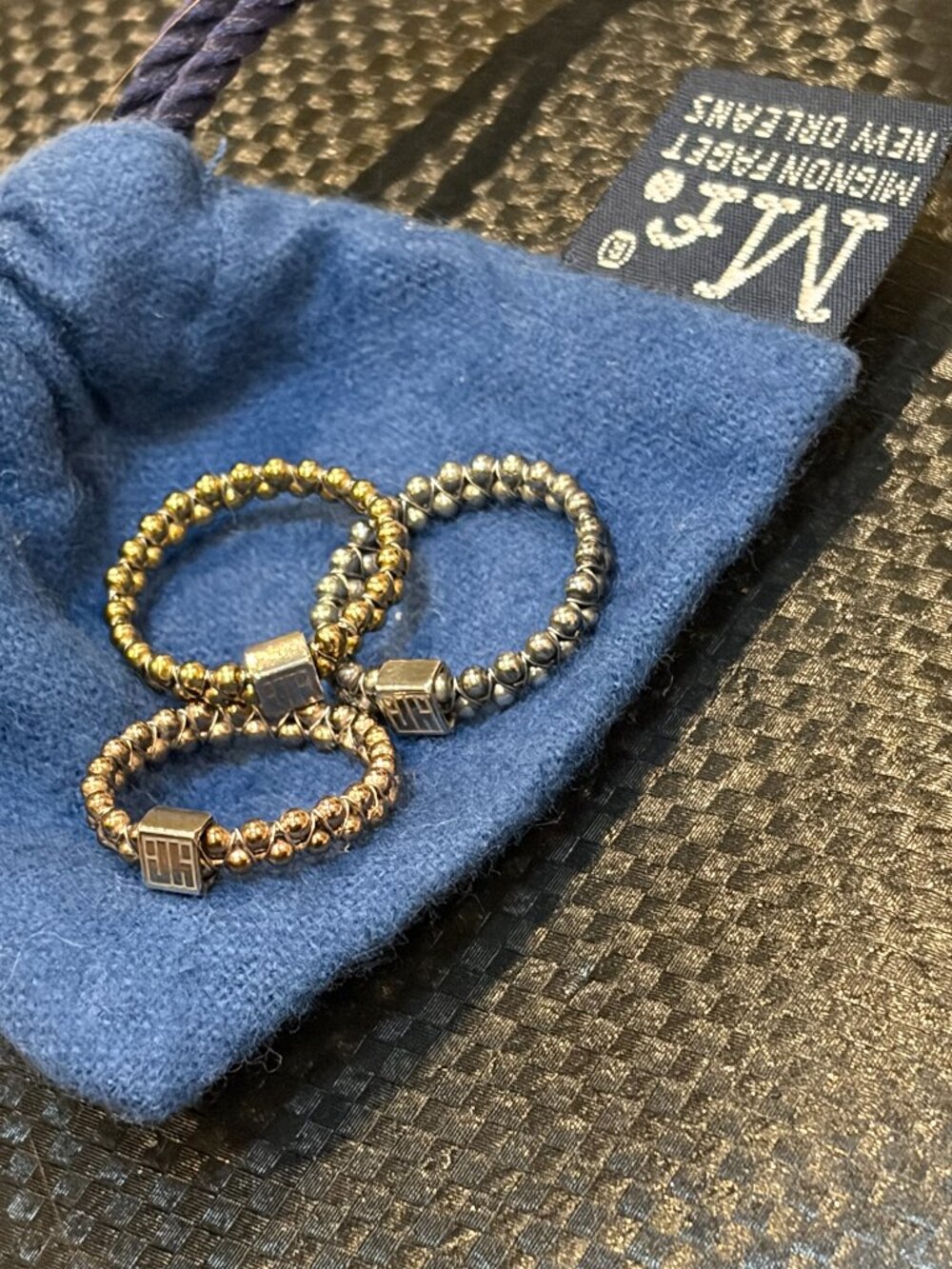 Mignon Faget/John Humphries Faceted Halo Rings, approx Size 7, stackable